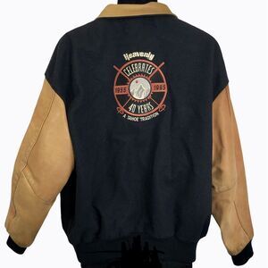 Vtg 90s Heavenly Lake Tahoe Ski Resort Bomber Varsity Jacket Wool Leather